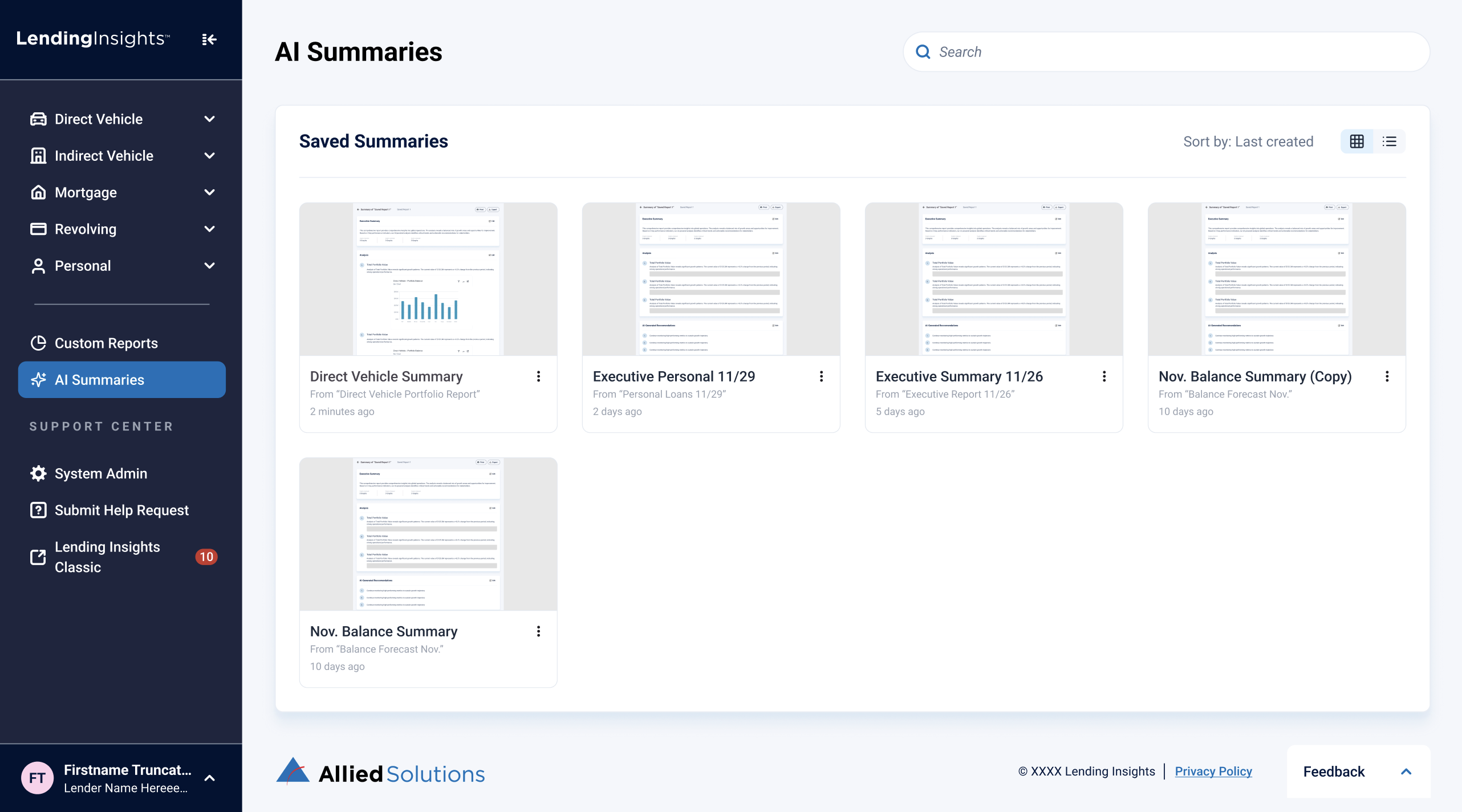 Figure 5: High Fidelity Interactive AI Summary Engine Interface Page View